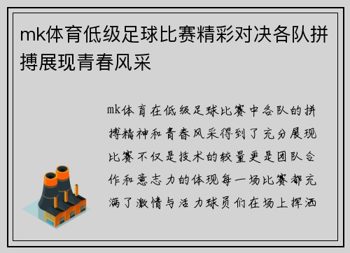 mk体育低级足球比赛精彩对决各队拼搏展现青春风采